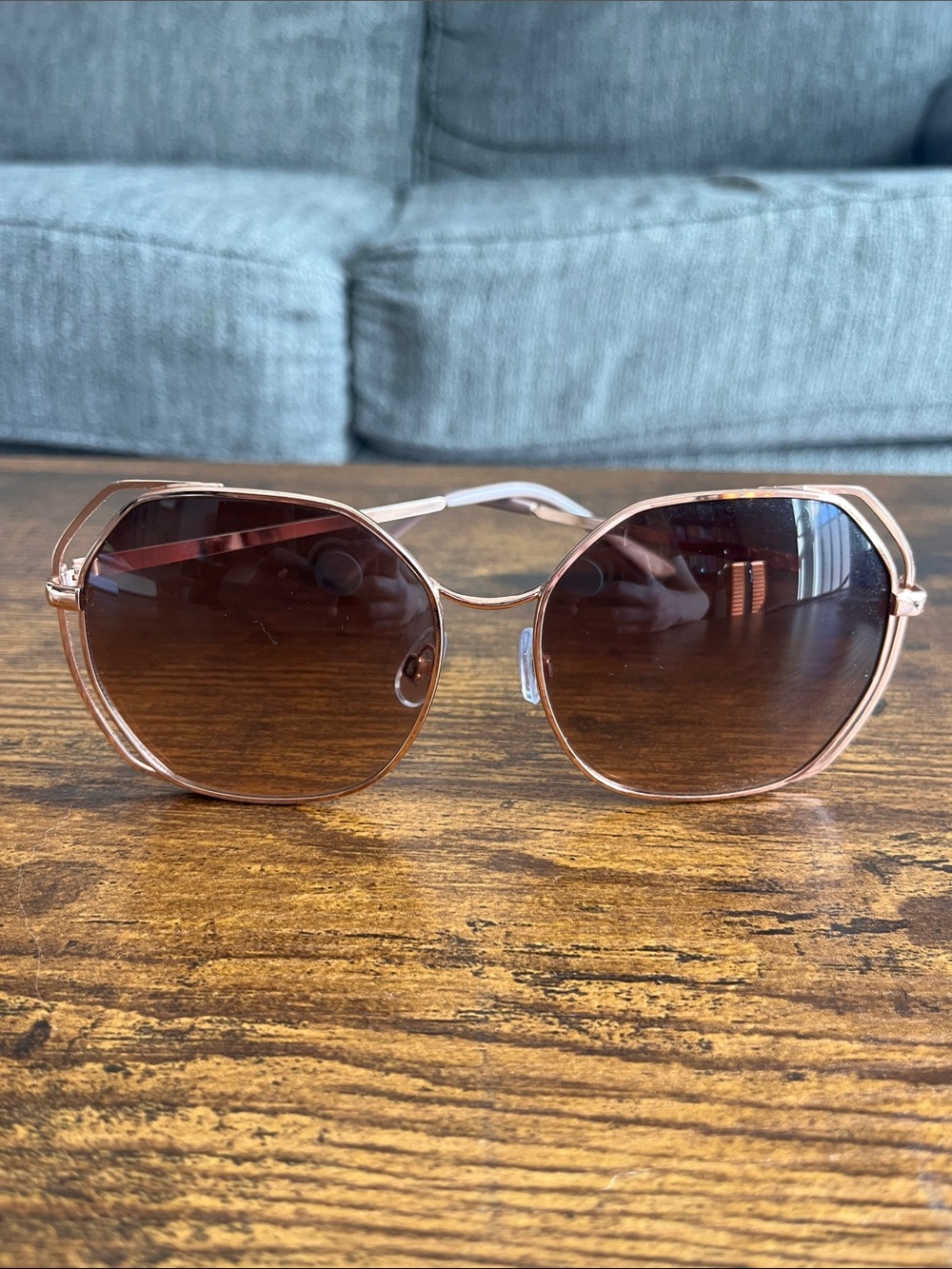 Women's Rose Gold Sunglasses with Brown Lenses